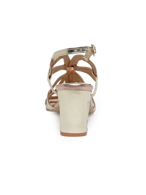 Bibi Gold Block Heels