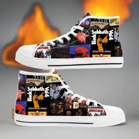 Black Sabbath High-Top Sneakers – Heavy Metal Canvas Shoes for Men, Women & Teens