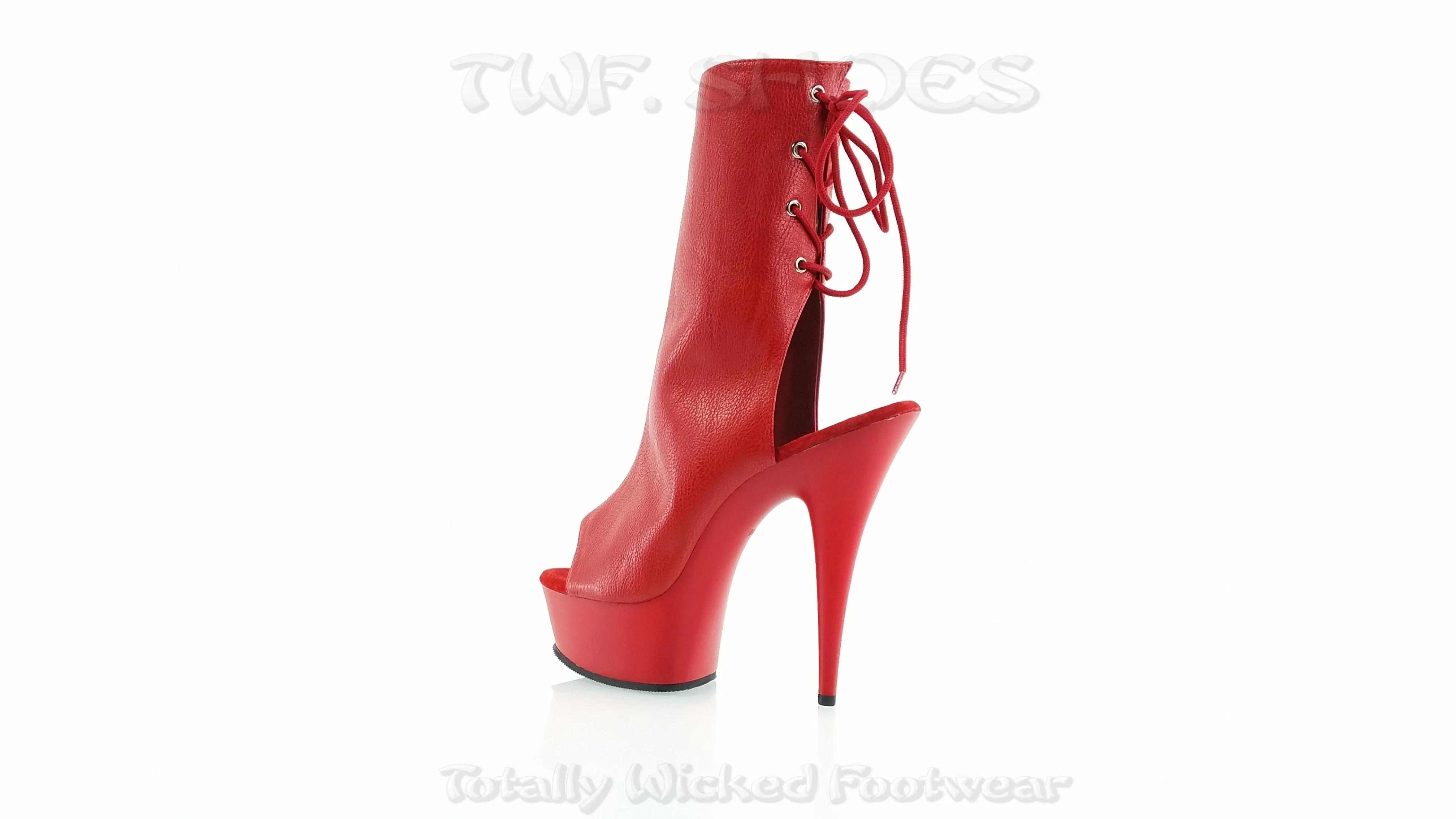Delight 1018 Red Matte Platform 6" High Heel Ankle Boots Size 6 - 14 - Direct