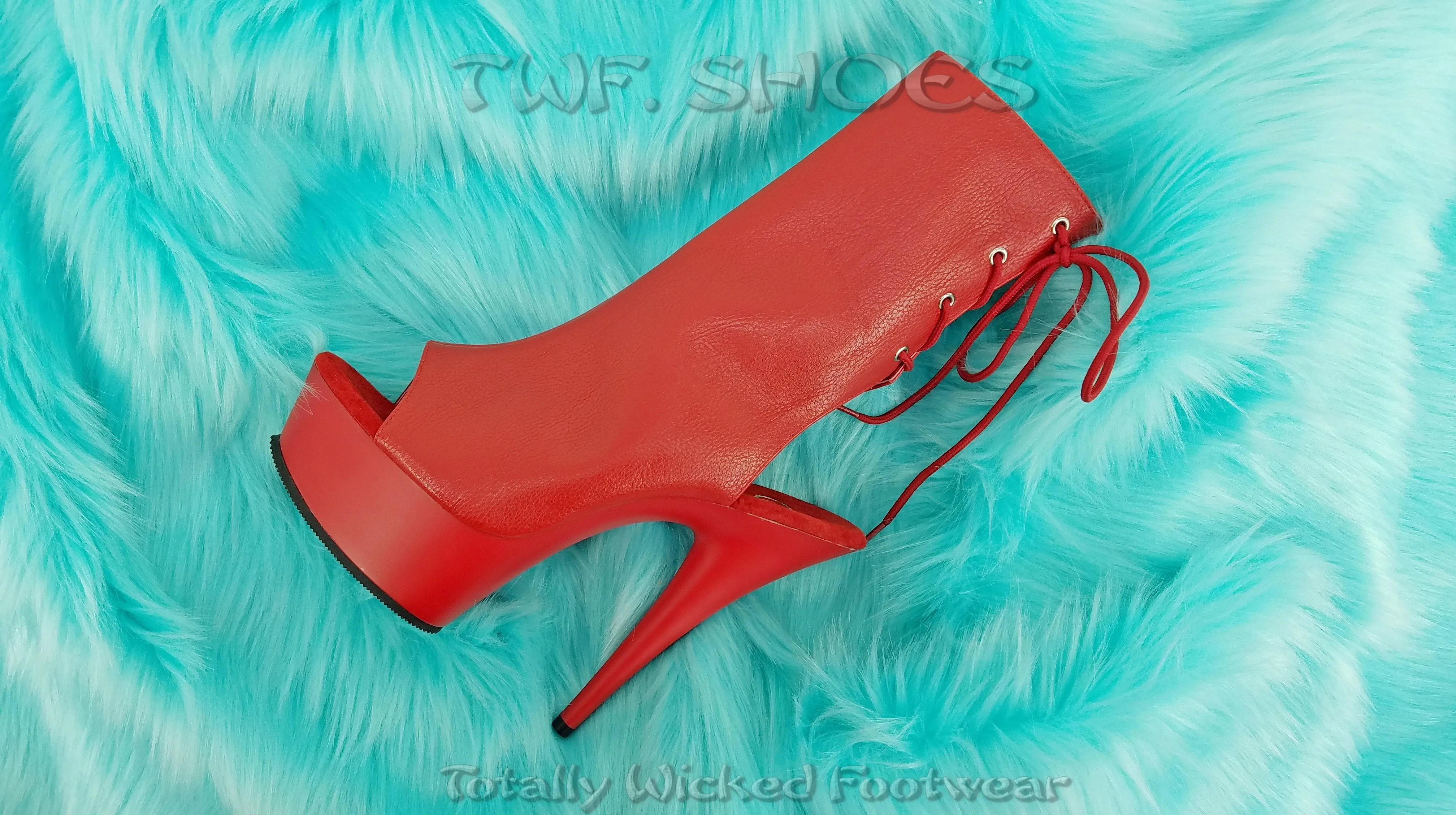 Delight 1018 Red Matte Platform 6" High Heel Ankle Boots Size 6 - 14 - Direct