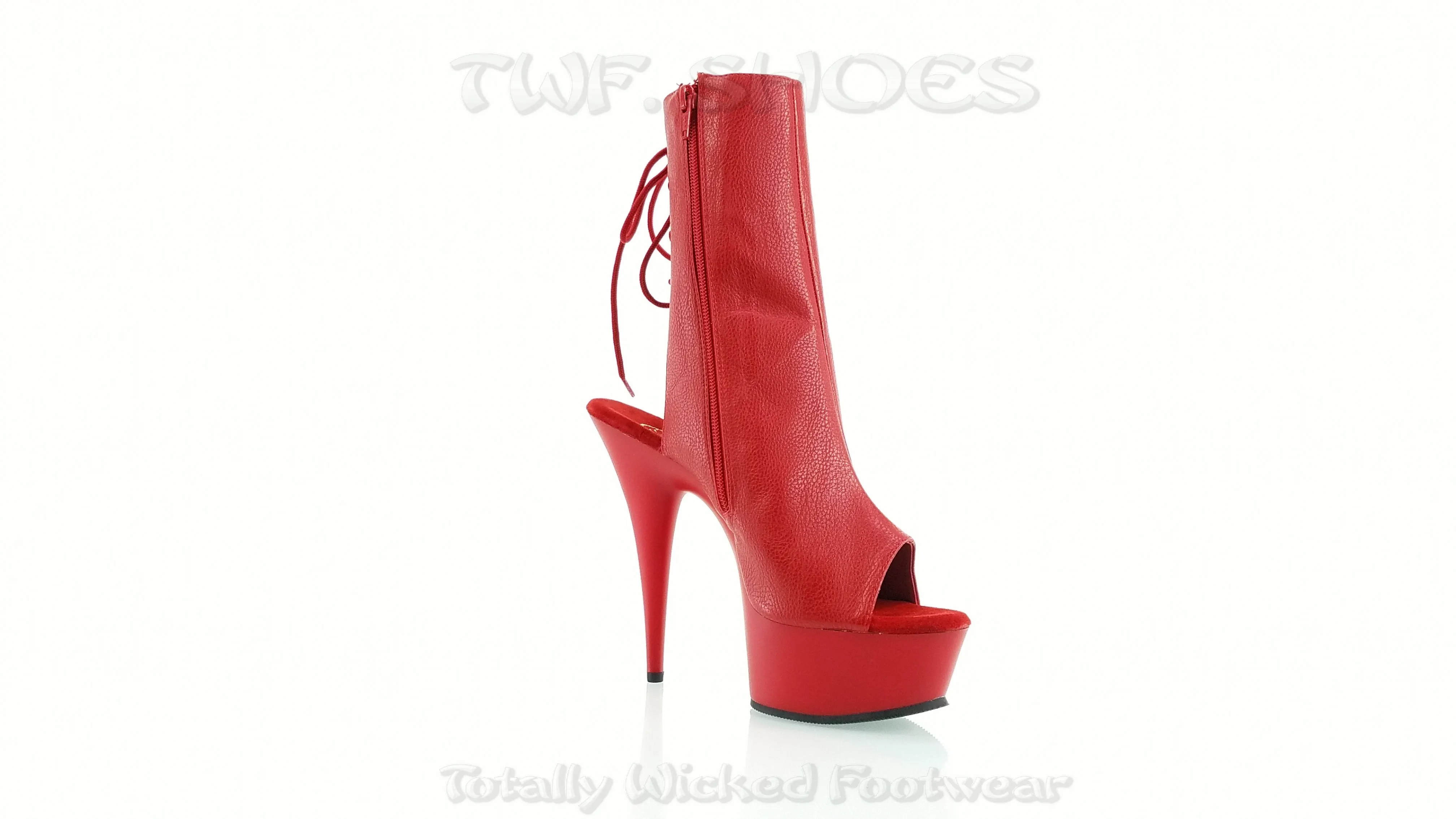Delight 1018 Red Matte Platform 6" High Heel Ankle Boots Size 6 - 14 - Direct