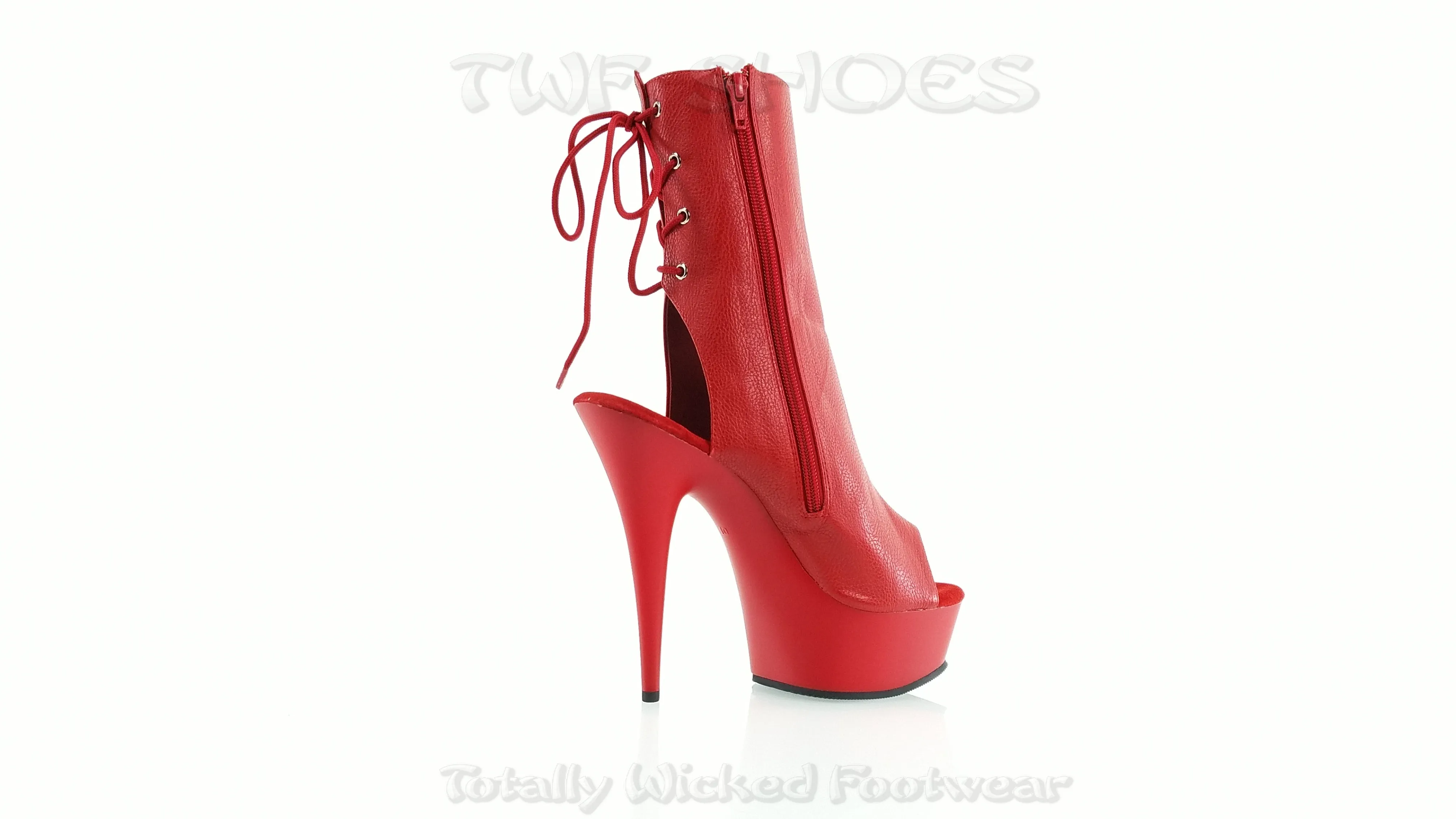 Delight 1018 Red Matte Platform 6" High Heel Ankle Boots Size 6 - 14 - Direct