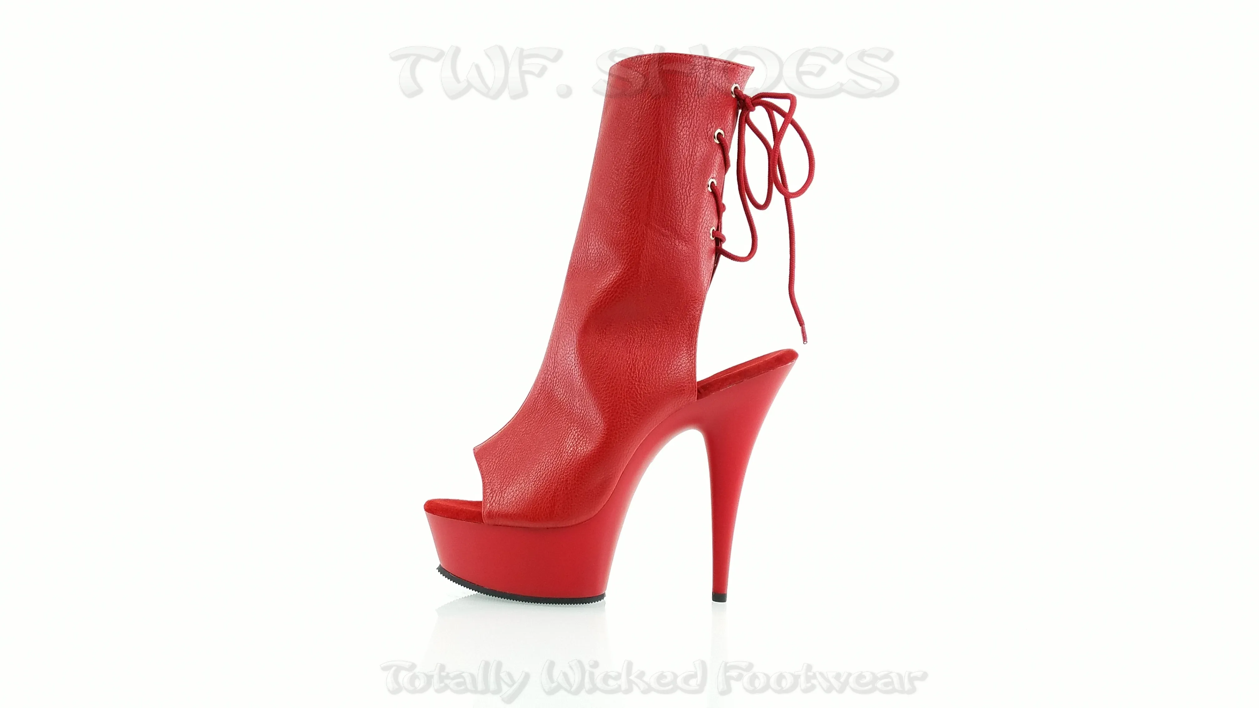 Delight 1018 Red Matte Platform 6" High Heel Ankle Boots Size 6 - 14 - Direct