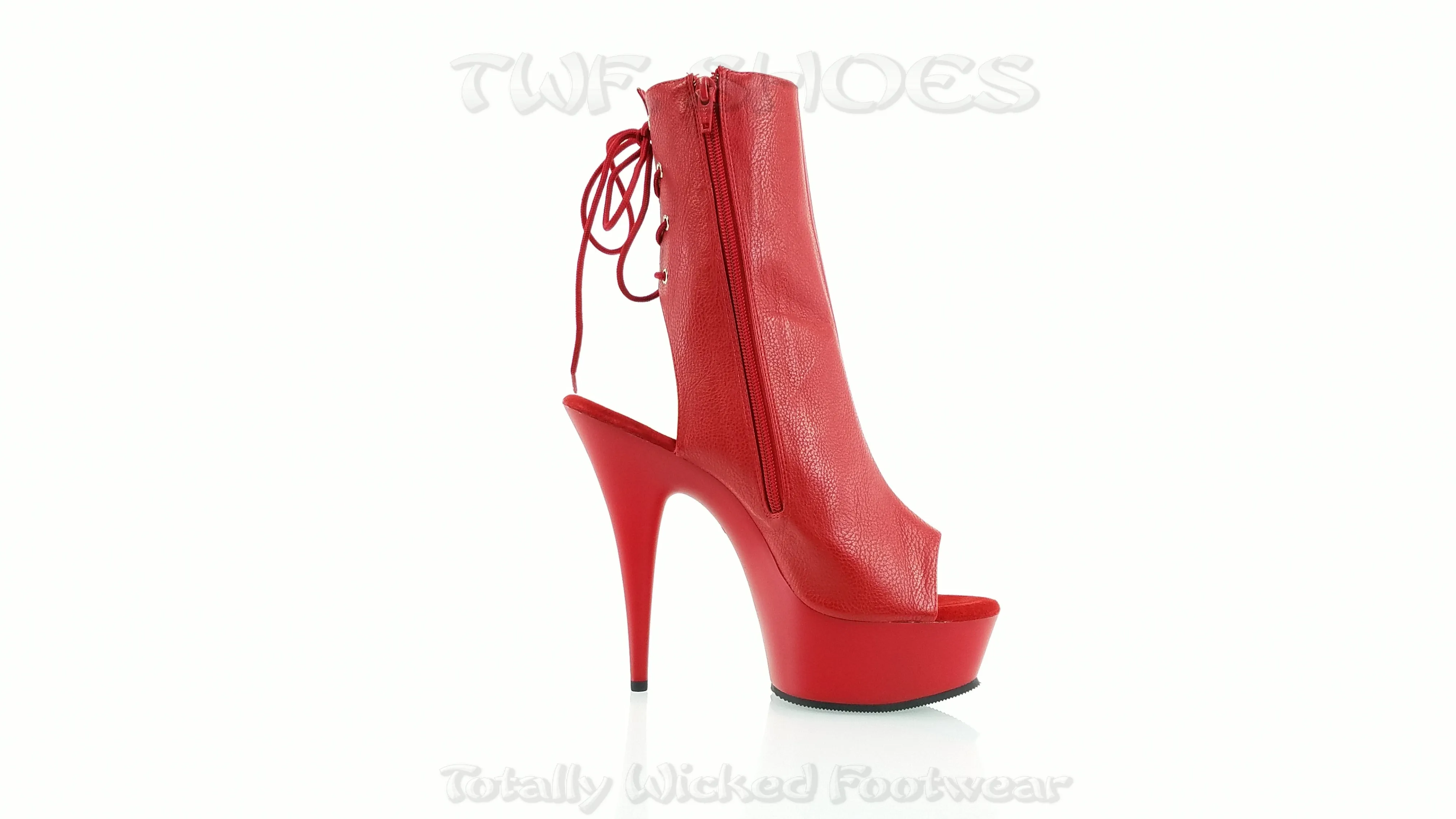 Delight 1018 Red Matte Platform 6" High Heel Ankle Boots Size 6 - 14 - Direct