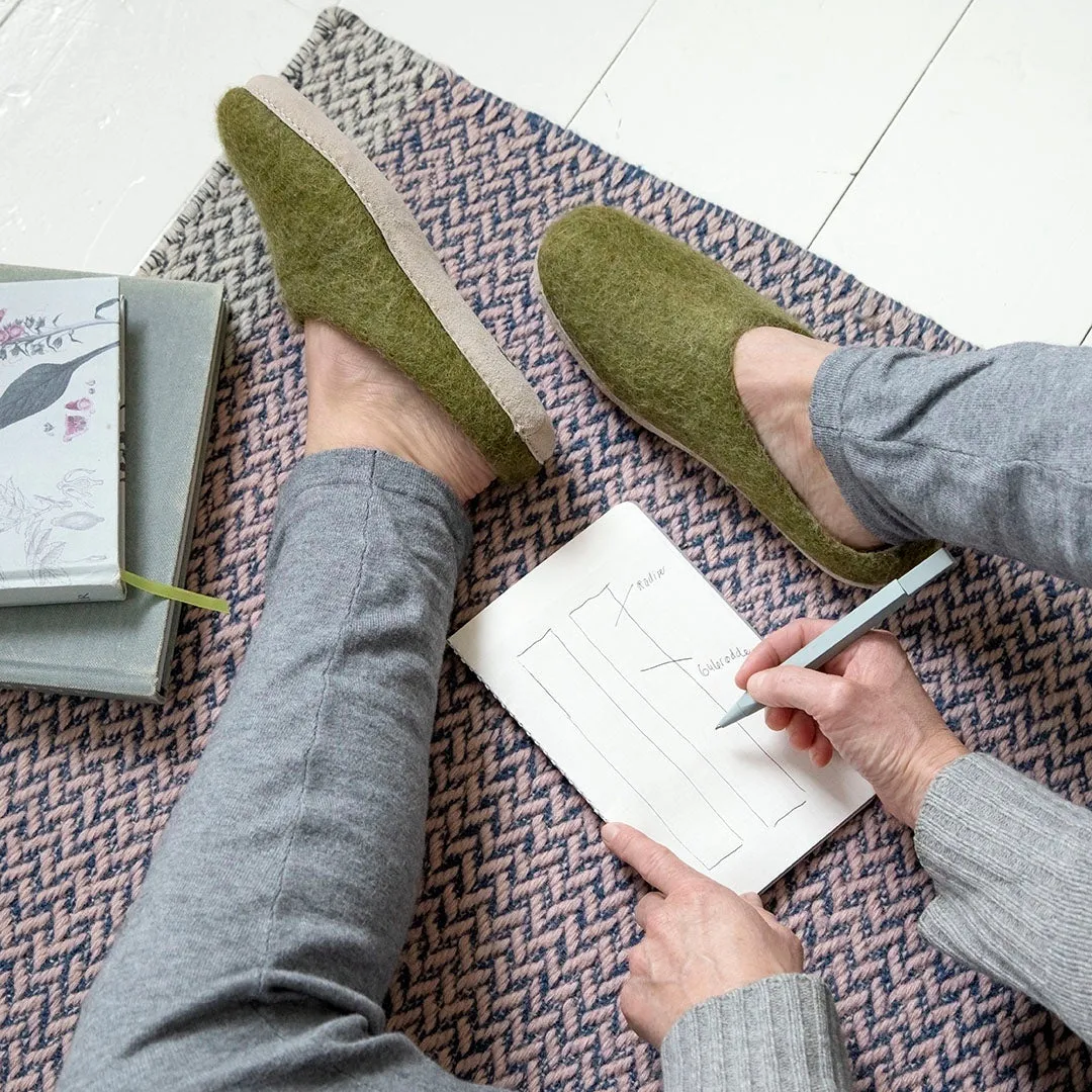 Egos Felted Wool Mule Slippers, Moss Green