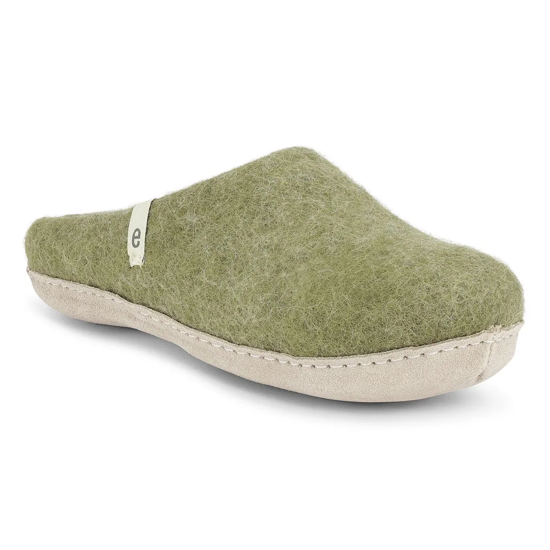 Egos Felted Wool Mule Slippers, Moss Green