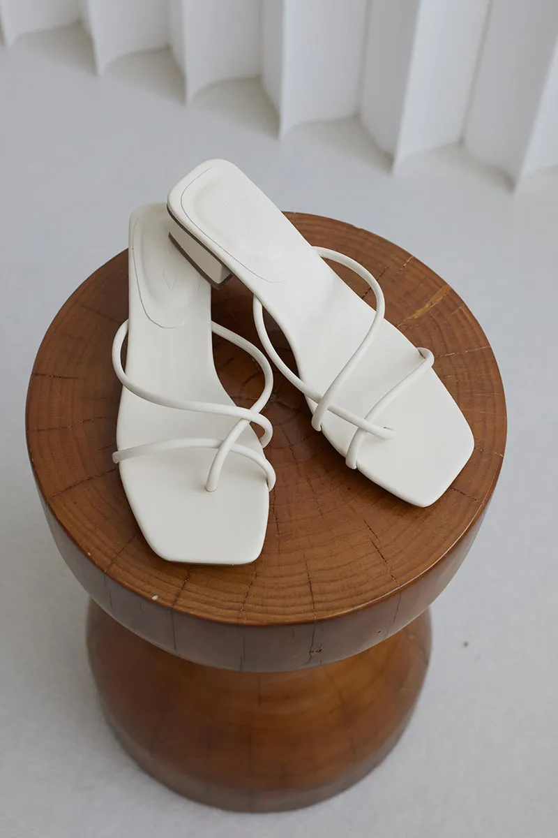 Elysia Strappy Slip-on Heels in Cream