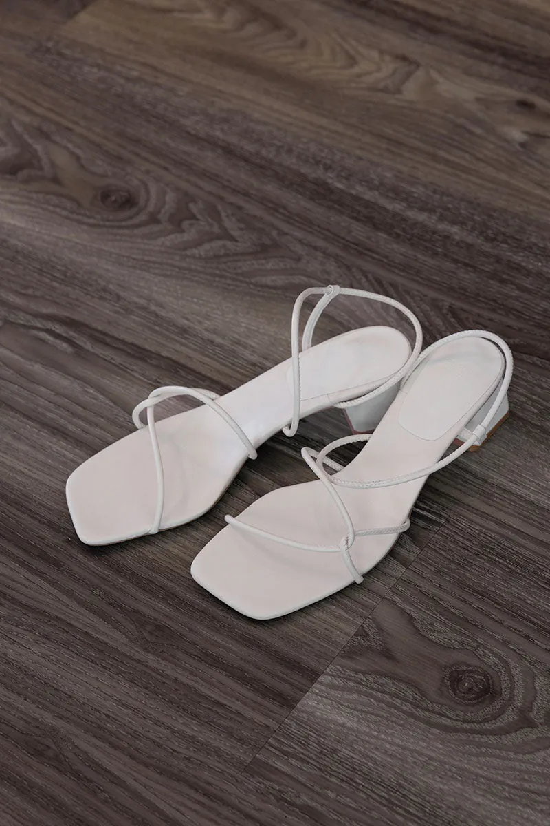 Emrielle Strappy Block Heels in Cream