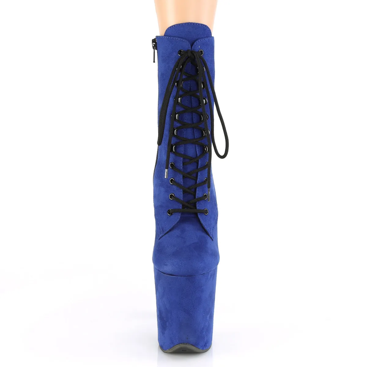 Flamingo 1020fs Vegan Suede Ankle Boots 8" Platform Heels - Blue