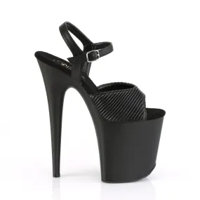 Flamingo 809 Ankle Strap Black Quilted 8" Heels Shoe