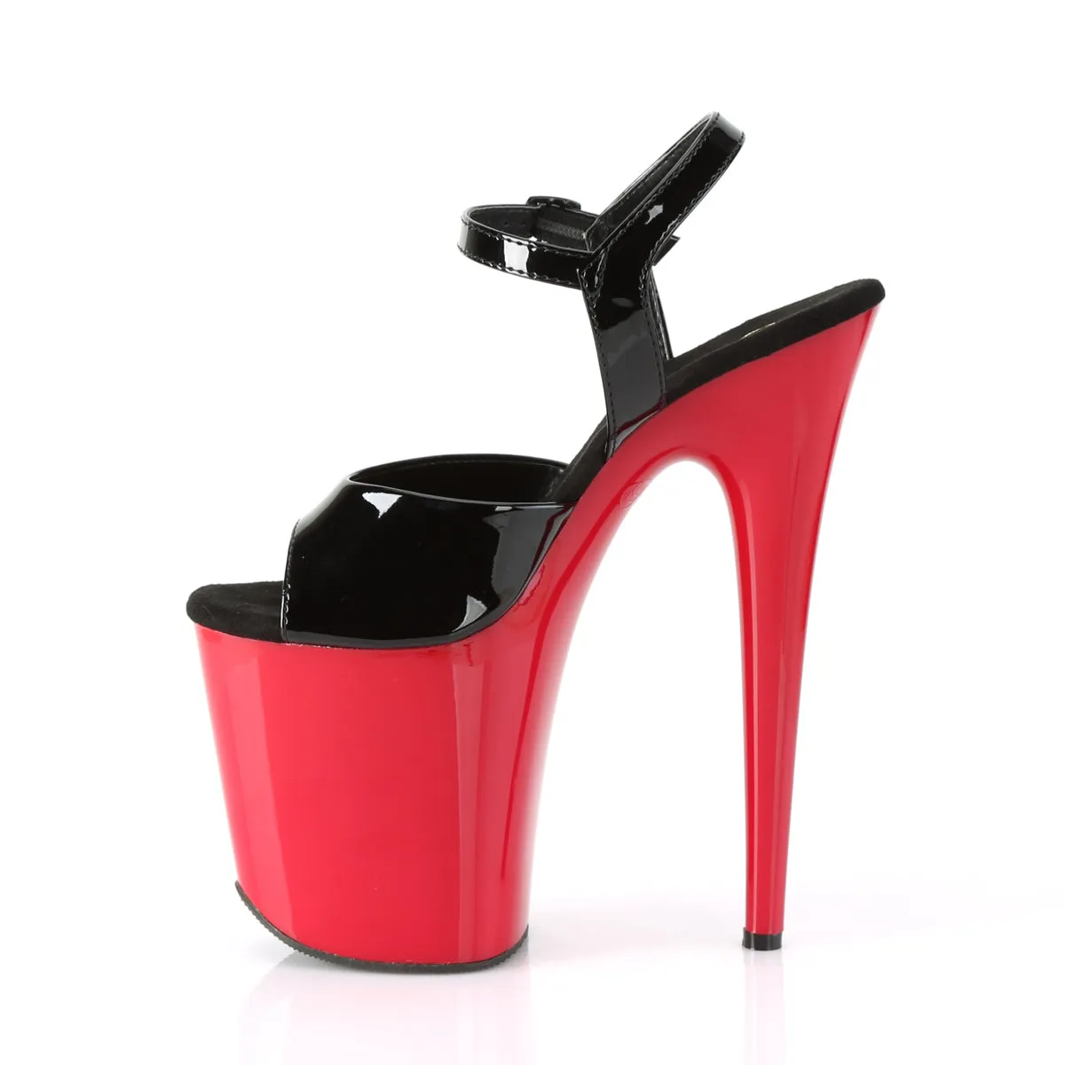 Flamingo 809 Ankle Strap Red Platform Black Patent 8" Heels Shoes