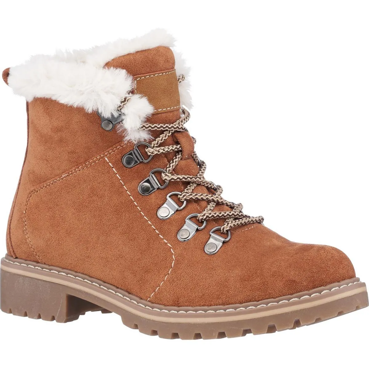 GC Shoes Womens Tinsley Microsuede Ankle Combat & Lace-up Boots