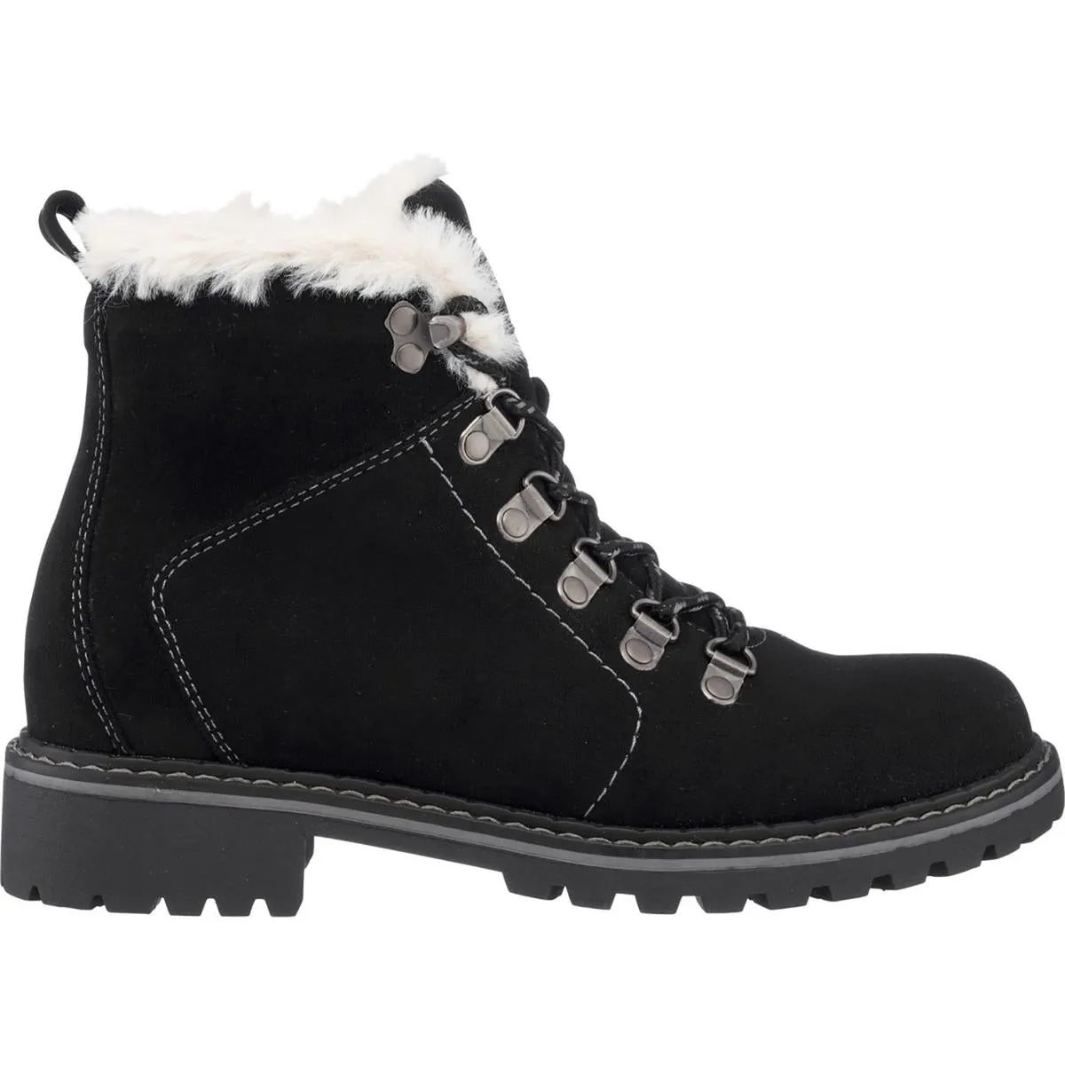 GC Shoes Womens Tinsley Microsuede Ankle Combat & Lace-up Boots