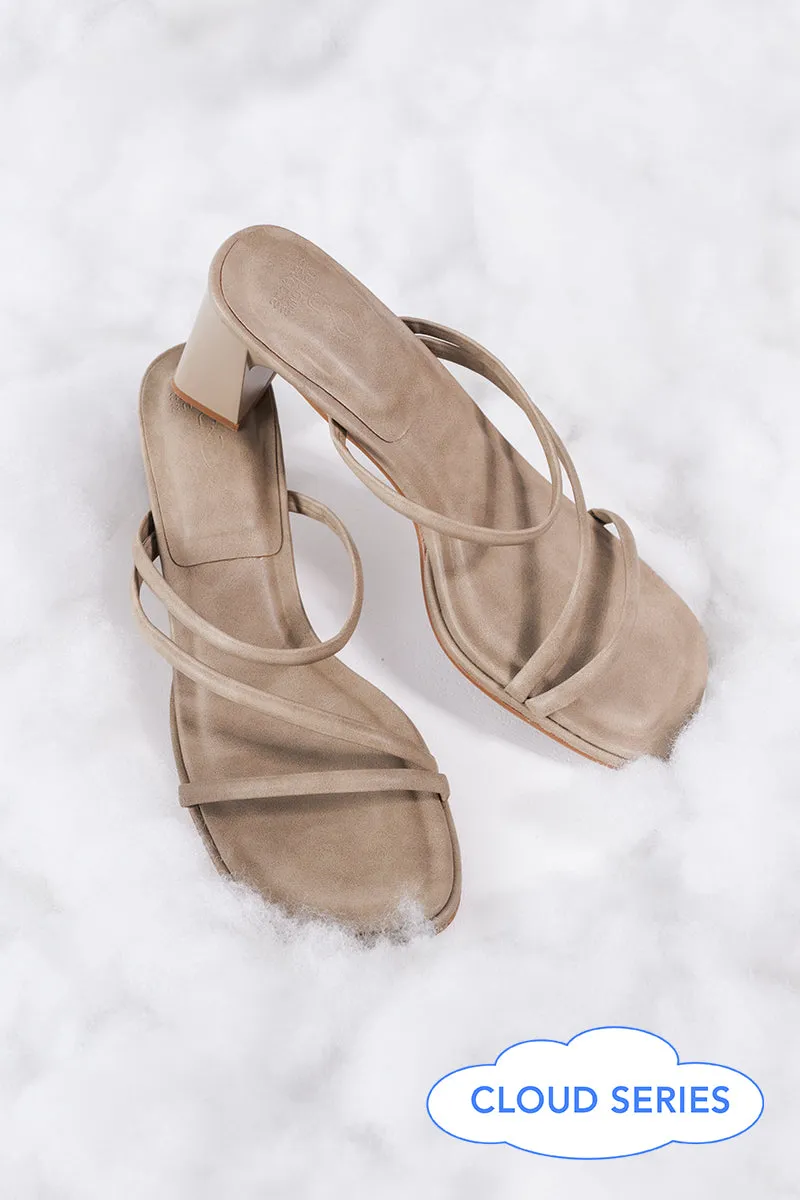 Haruna Strappy Cloud Heels in Taupe