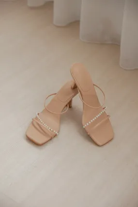 Henesey Pearl Strappy Heels in Nude