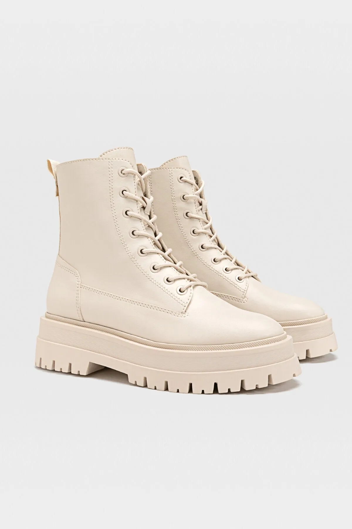 Lace-Up Flat Ankle Boots