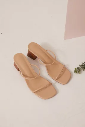 Lerae Strappy Wooden Heels in Nude