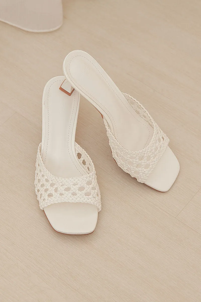 Leticia Hand-weaved Heels in White