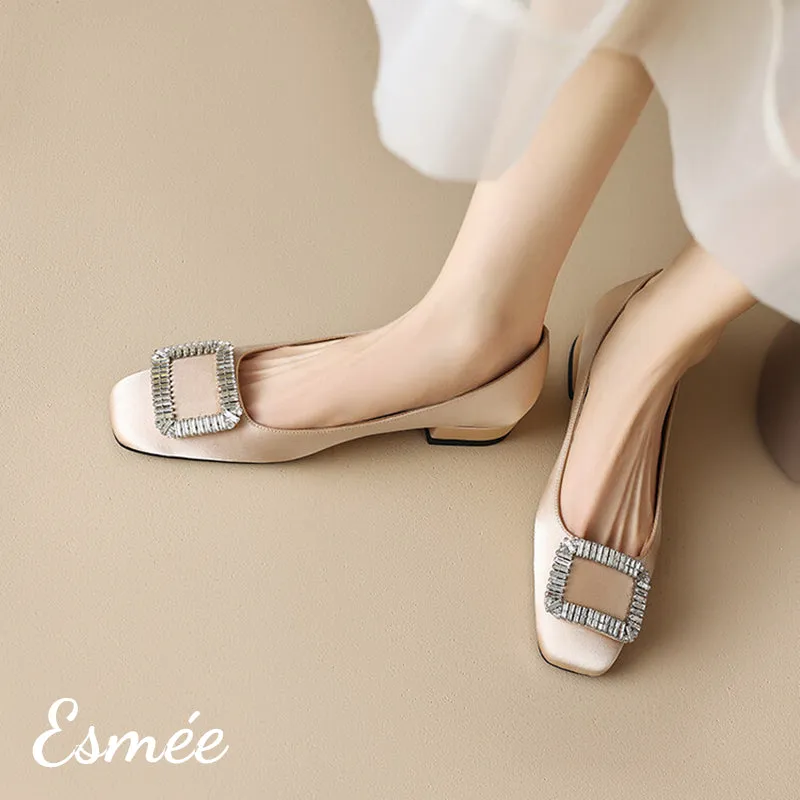 Silk Heels with Diamond Buckle