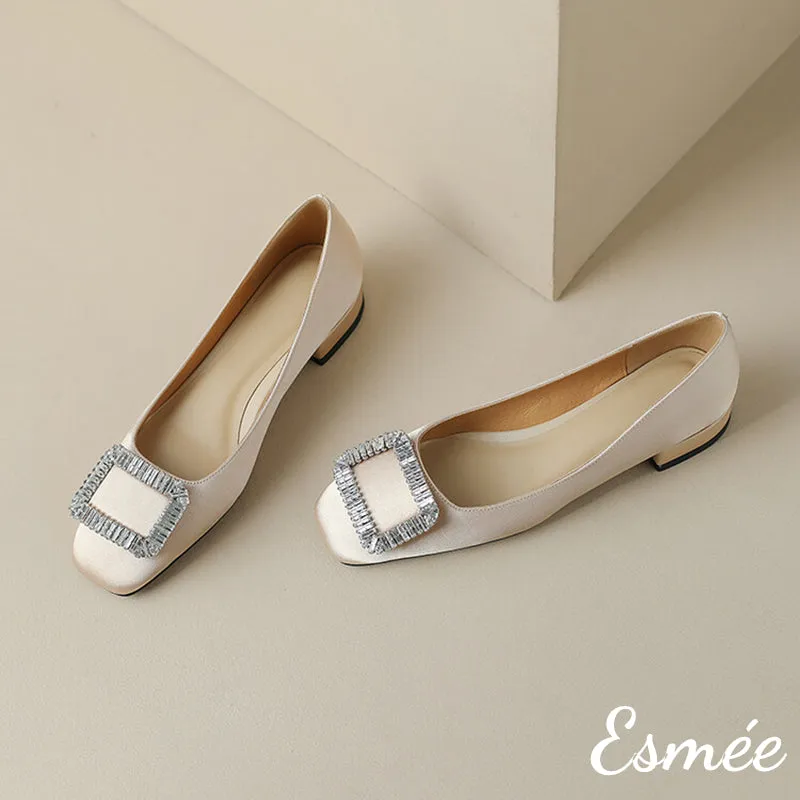 Silk Heels with Diamond Buckle