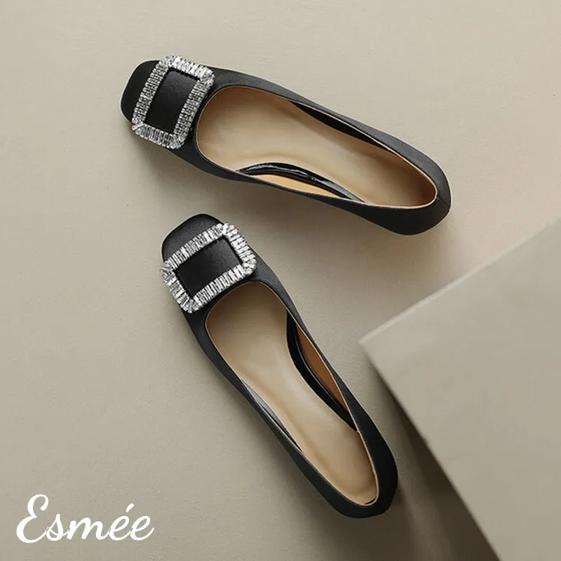 Silk Heels with Diamond Buckle