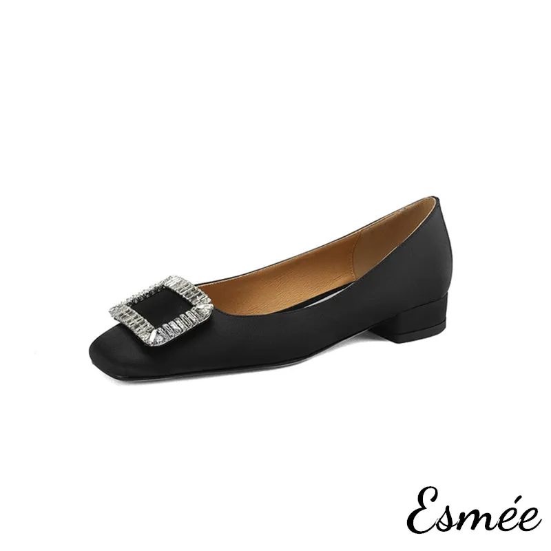 Silk Heels with Diamond Buckle