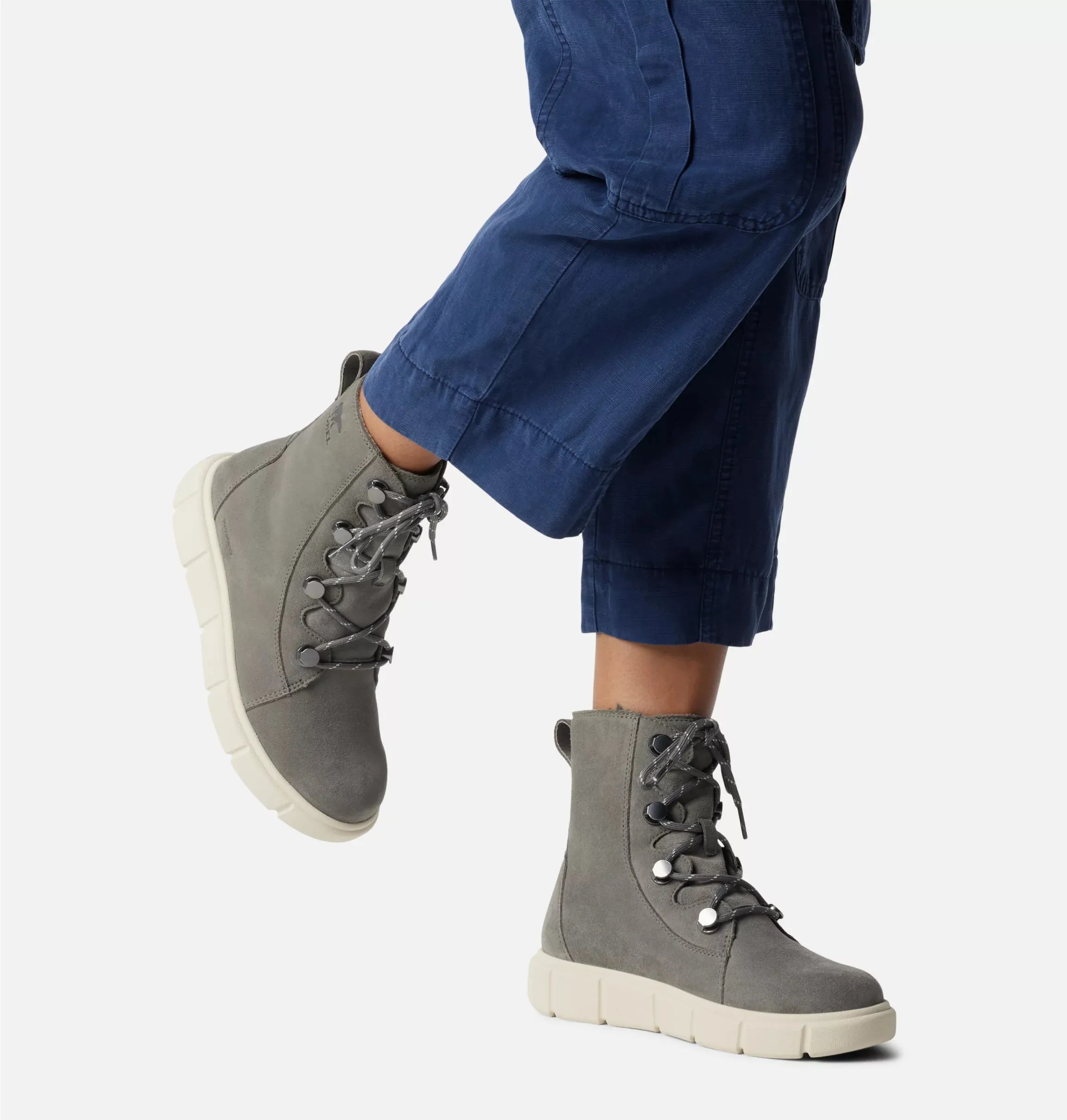 Sorel Women's Sorel Explorer III Joan Waterproof Boots-Quarry, Chalk