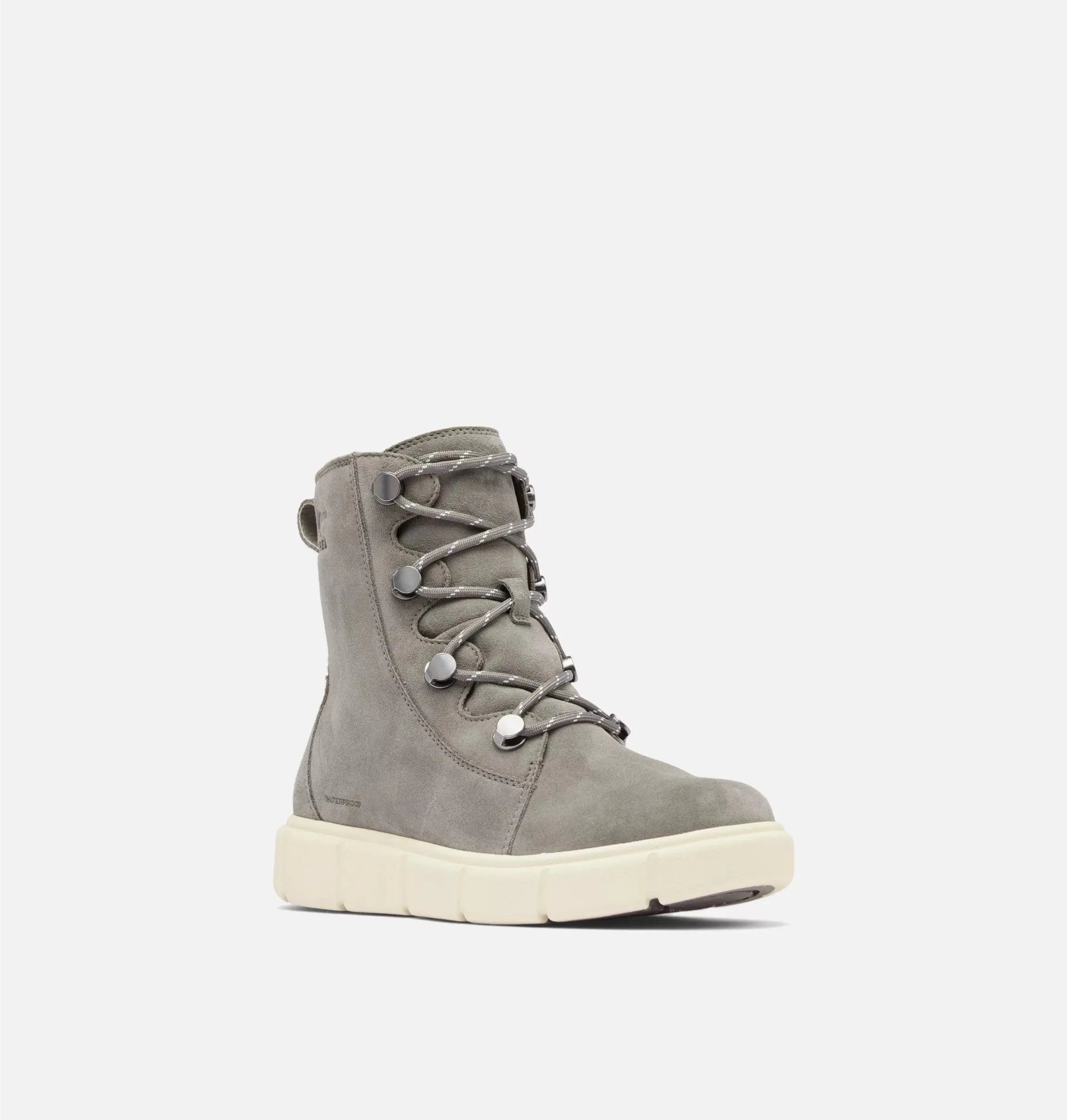 Sorel Women's Sorel Explorer III Joan Waterproof Boots-Quarry, Chalk