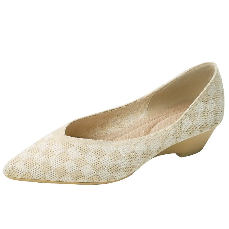 Women's Breathable Knitted Shoes Wedge Heel Shoes Pointed Single Shoes  Soft Sole