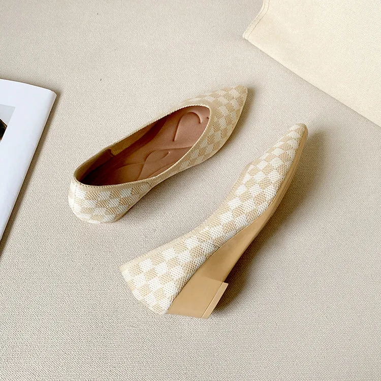 Women's Breathable Knitted Shoes Wedge Heel Shoes Pointed Single Shoes  Soft Sole