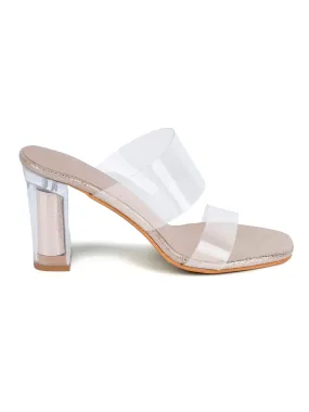 Women's Transparent Double Straps Golden Lightweight Sandals